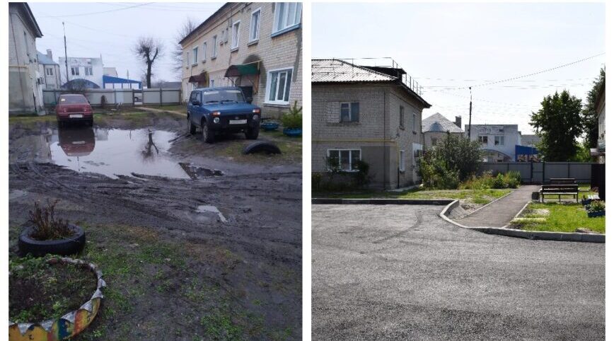 Для удобства жильцов в Климово благоустроили дворовые территории